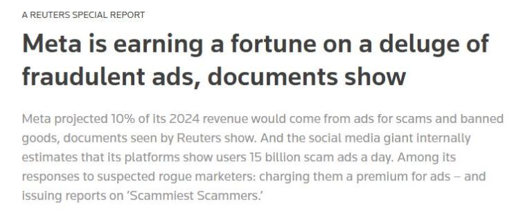 Meta e lo scandalo delle pubblicità truffa