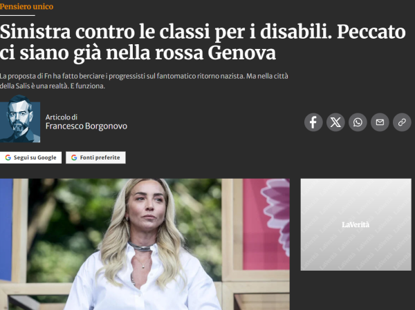 Le classi per disabili a Genova e Borgonovo