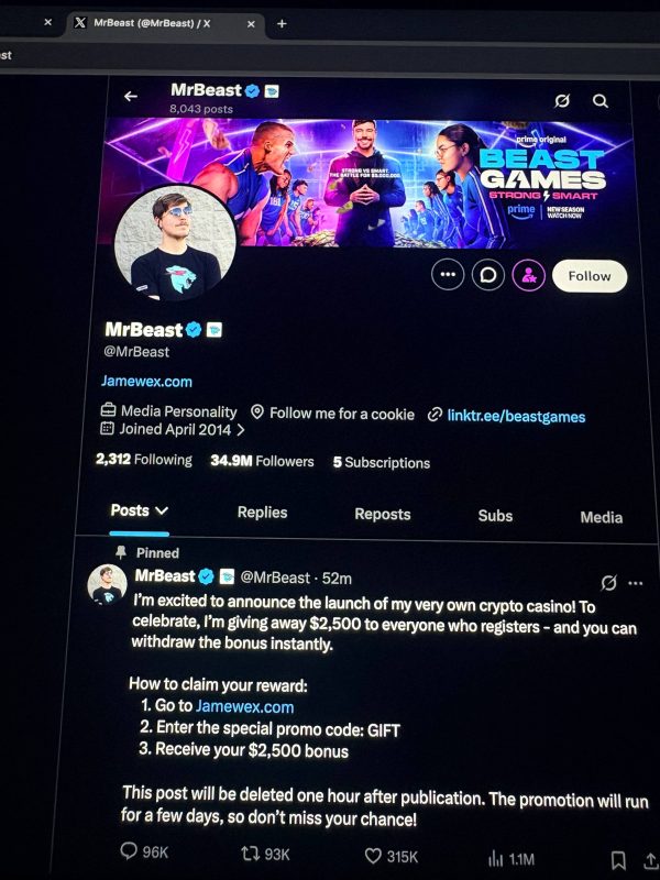 ATTENZIONE: MrBeast e la truffa Jamewex
