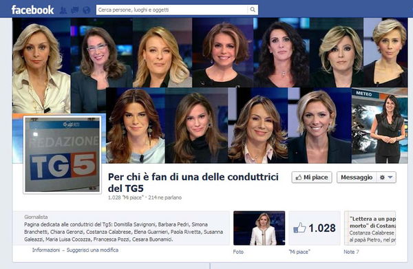 La pagina Facebook dedicata alle giornaliste del Tg5