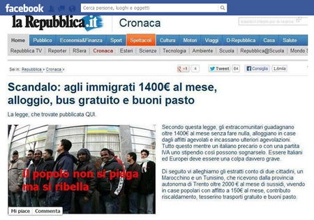 La bufala sui soldi gratis agli immigrati su Repubblica article-post