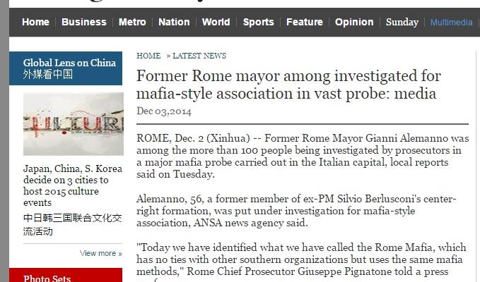 Mafia a Roma, la reazione sui giornali esteri