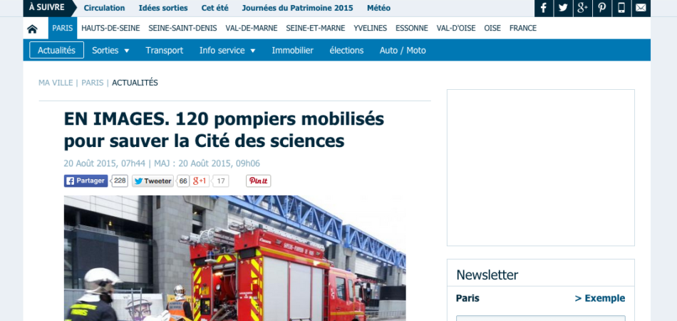 parigi incendio città scienze