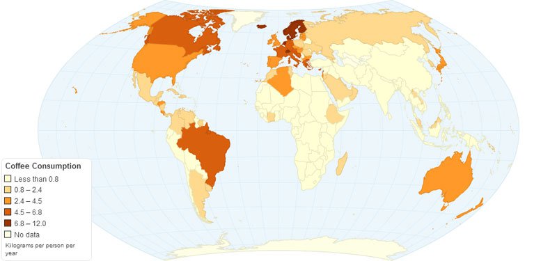 mappa consumo caffè