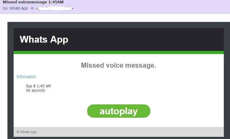 Messaggio segreteria Whatsapp