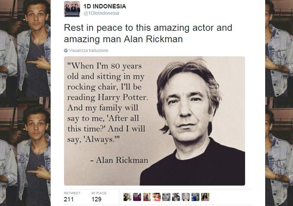 Alan Rickman: la bufala sulla frase di lui che a 80 anni leggerà ancora Harry Potter