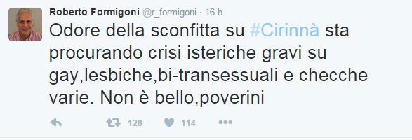 Formigoni tweet omofobo