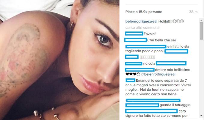 belen tatuaggio rimosso