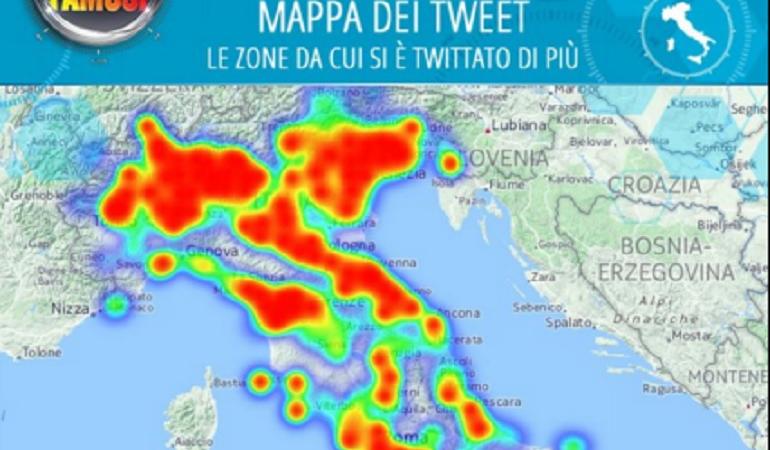 isola dei famosi 2016 tweet mappa