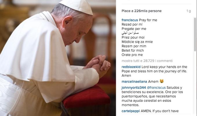papa francesco instagram