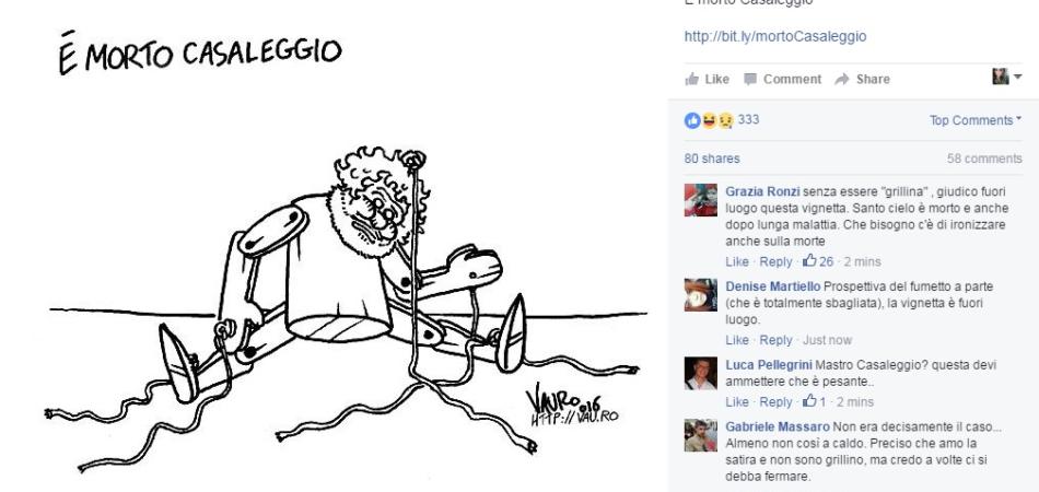 morte Gianroberto Casaleggio morto vignetta vauro