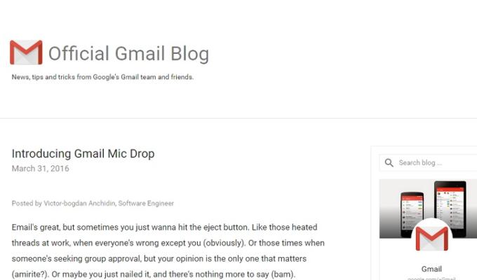 pesce aprile 2016 google gmail mic drop