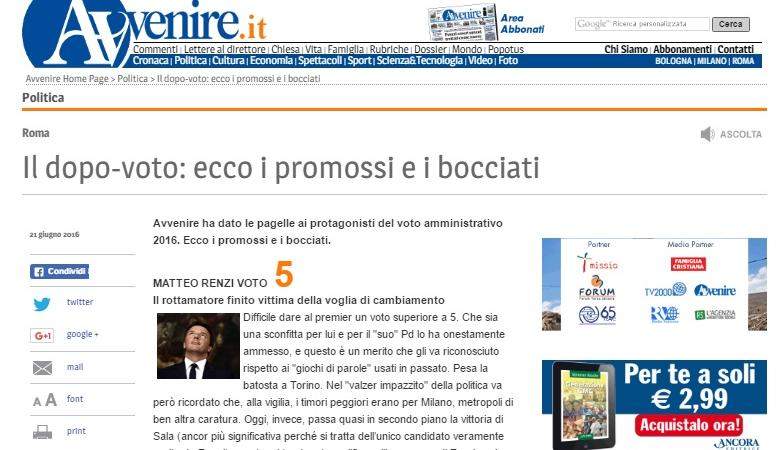 Avvenire pagelle M5S