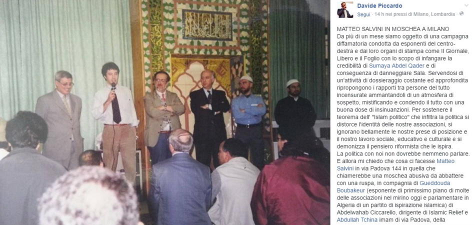 Matteo Salvini foto in moschea