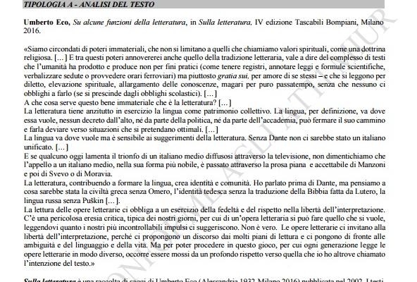 Prima Prova Maturità 2016 Tracce