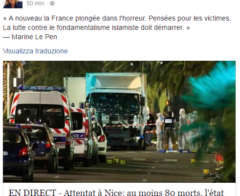 Attacco Nizza camion commenti politici