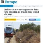giornali stranieri incidente treni puglia
