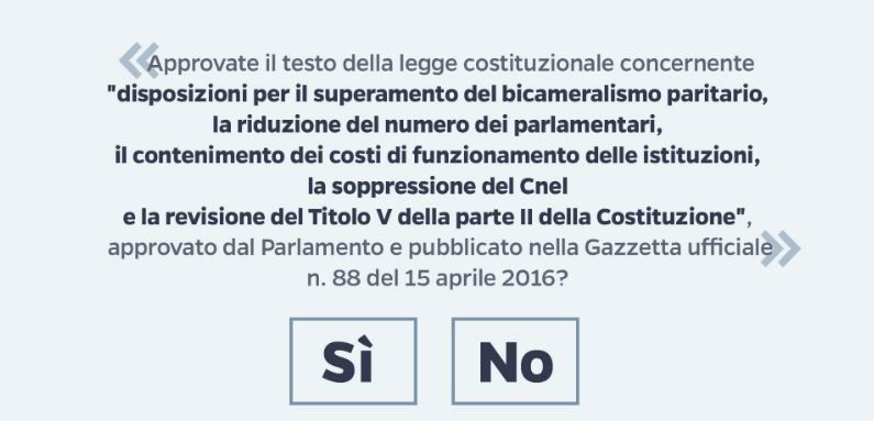 QUESITO REFERENDUM COSTITUZIONALE 2016