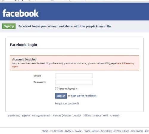 facebook disattivazione account