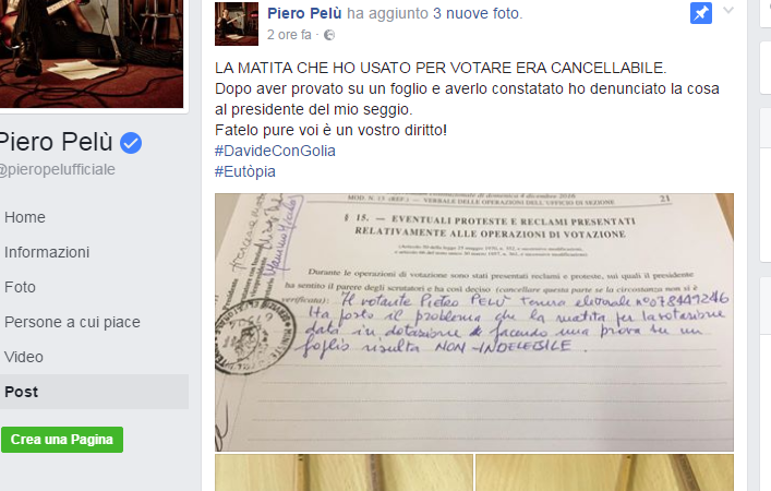 Piero Pelù matita cancellabile referendum