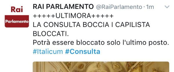 tweet rai parlamento