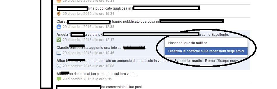 notifiche recensioni amici