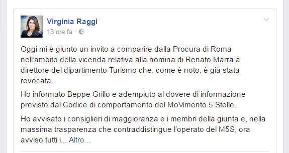 virginia raggi indagata