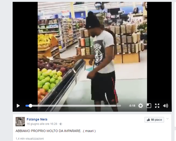 La bufala di Falange nera sui migranti che mangiano nel supermercato | VIDEO