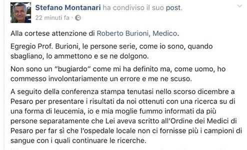 Stefano Montanari chiede scusa a Roberto Burioni: «Ho sbagliato mi sono fidato di alcune persone» article-post