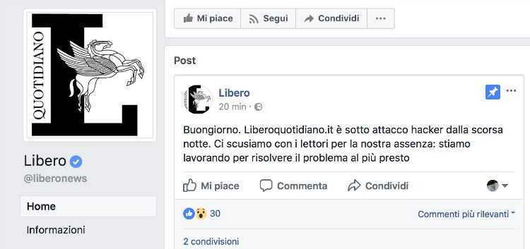 Libero attacco hacker