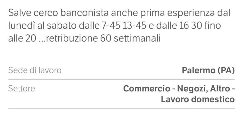 annuncio lavoro sfruttamento