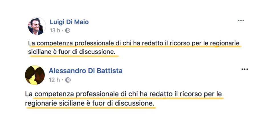 Di Maio Di Battista post uguale