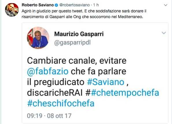 Saviano querela Gasparri