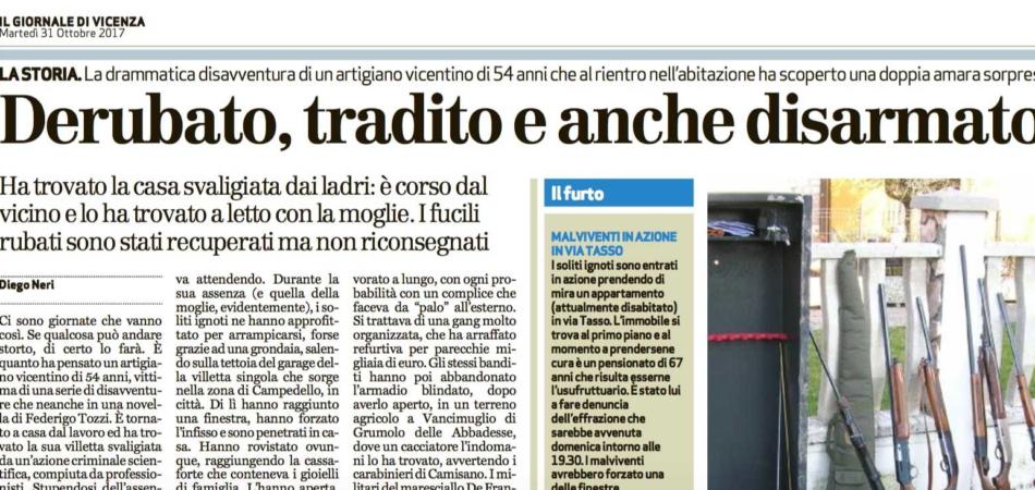 artigiano Vicenza derubato tradito