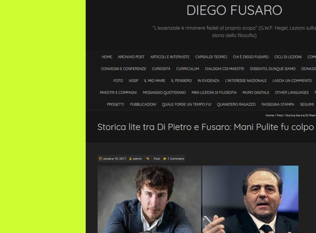 Diego Fusaro parla di se stesso in terza persona sul suo sito e Twitter