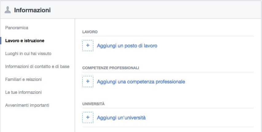 curriculum su Facebook