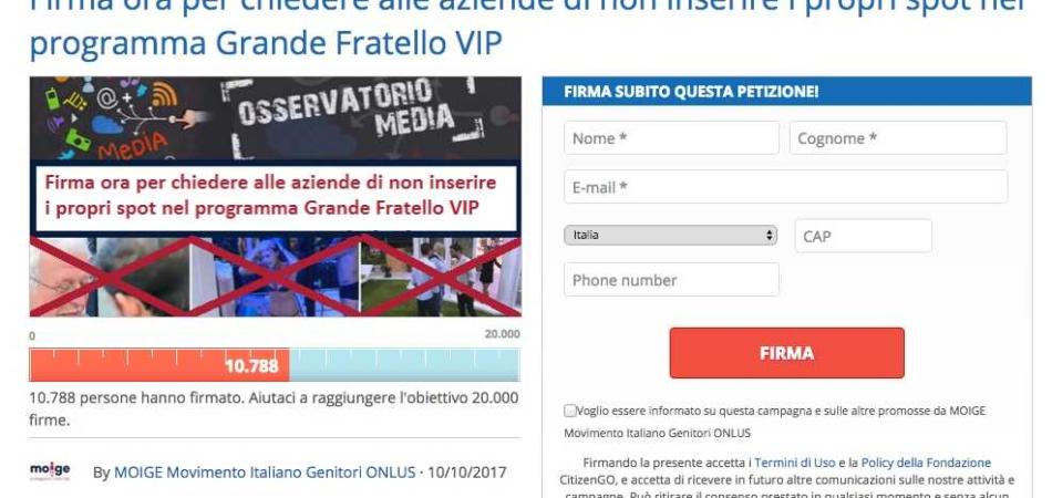 Movimento Italiano Genitori contro il GF Vip