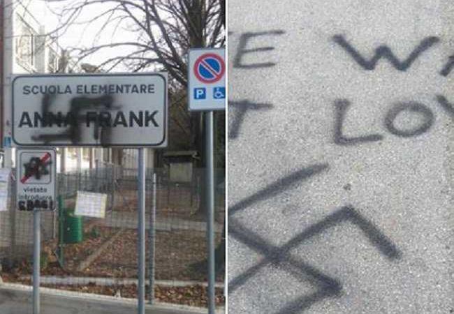 svastica scuola Anna Frank