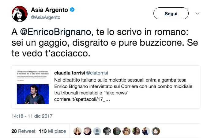 Asia Argento contro Enrico Brignano