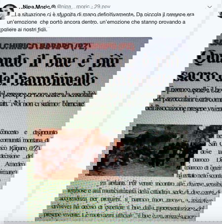 Nina Moric casca nella fake news sul «bue più sacro del bambinello» costruita ad arte da Propaganda Live article-post