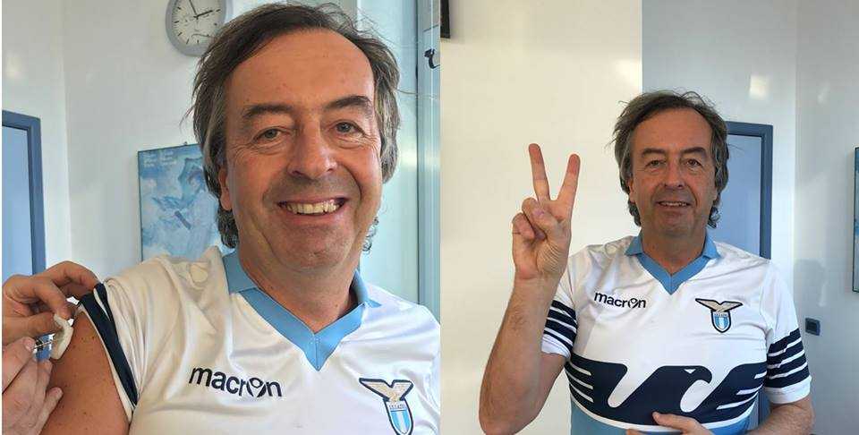 Roberto Burioni testimonial del vaccino anti-influenza con la maglia della Lazio article-post