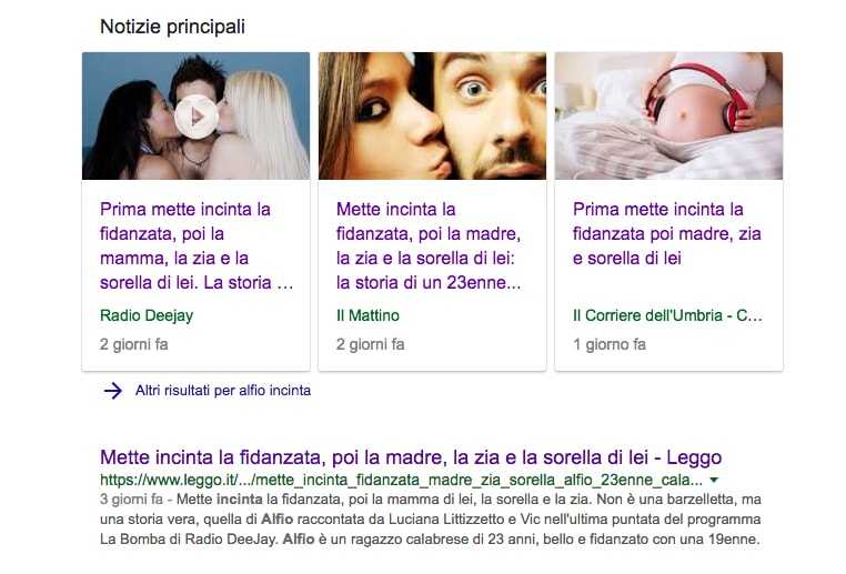 La bufala di Alfio, il ragazzo calabrese che mette incinta fidanzata, madre, zia e sorella di lei article-post
