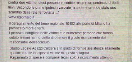 Pioltello, l’annuncio dello studio legale su Fb: «Diamo assistenza alle vittime». Polemiche article-post