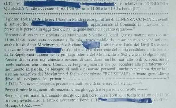 Parlamentarie M5S, spunta anche la denuncia dell’attivista ai carabinieri article-post