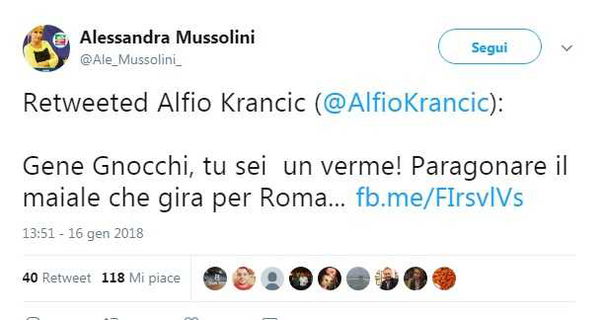 Gene Gnocchi insultato da Alessandra Mussolini e CasaPound per la battuta su Claretta Petacci