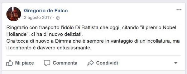 Il post del comandante De Falco (candidato M5S) che sfotteva Di Maio