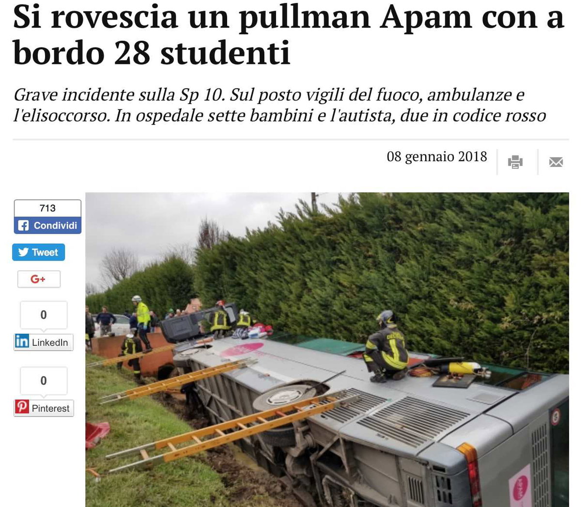 Mantova, si ribalta scuolabus con 50 bambini a bordo article-post