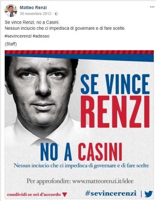 Quando Matteo Renzi non voleva Casini