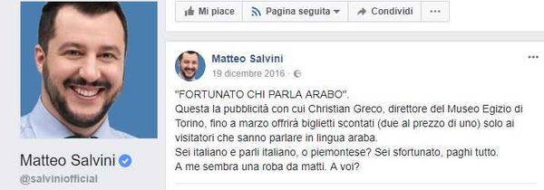 Museo Egizio risponde agli attacchi di Salvini e Meloni contro Fortunato chi parla arabo