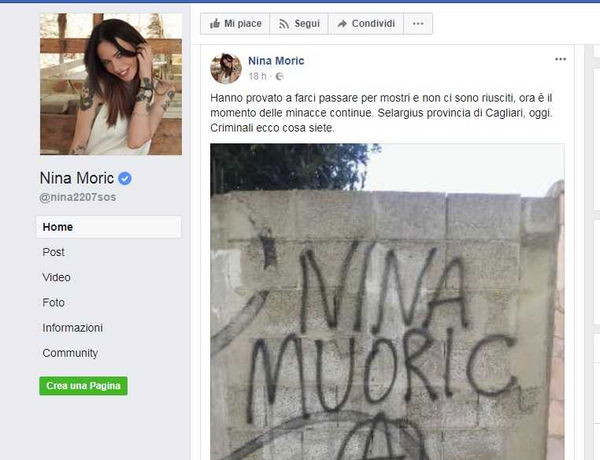 Nina Moric denuncia minacce continue contro di lei